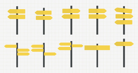 Yellow signpost direction arrows set, vector illustration on white background © Rawpixel.com