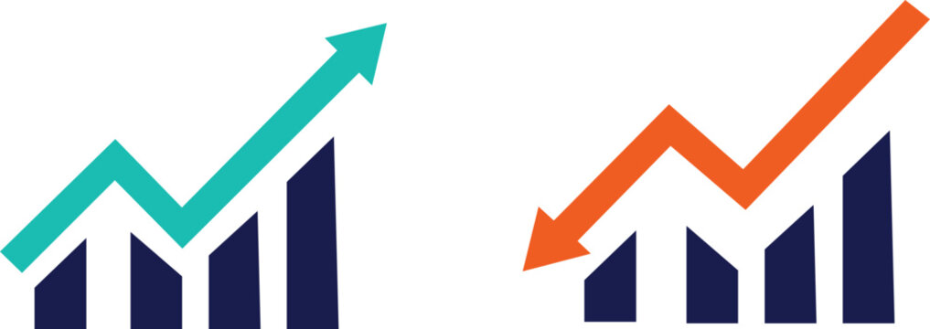 Business growth graph line vector illustration showing upward trends on transparent space.