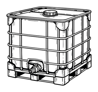 IBC with a pallet base, ideal for the storage, transportation, and handling of large quantities of liquids