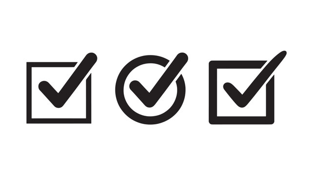Check Mark Checkbox Icons for Verification Approval and Task Completion