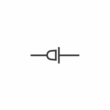Photodiode schematic symbol vector icon. Infrared receiver electronic component outline. Minimalist line art illustration