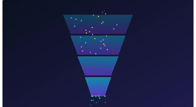 Sales funnel conversion concept with animated data animation