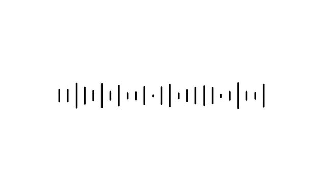 Radio Wave icon video animation. Monochrome simple sound wave video animation on black background. Sound wave icon animation. Music player sound bar. Record. Equalizer icon with soundwave line.