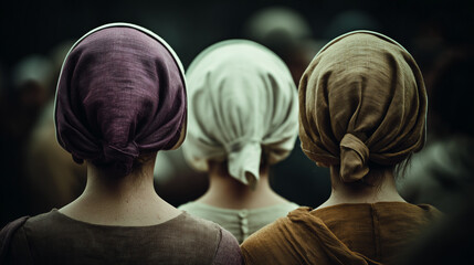 Fototapeta premium Women Wearing Headscarves in Conformist Community