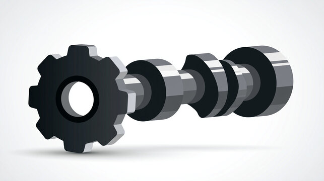 Silhouette vector of an automotive engine camshaft component, clean flat icon design on white background, automotive parts graphic, mechanical engineering icon, engine component