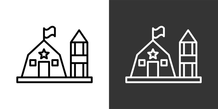 Military Base White And Black Icon Set Collection Pack Vector Illustration