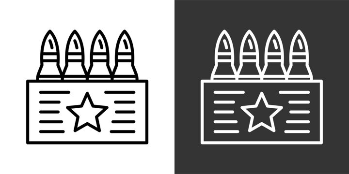 Ammunition White And Black Icon Set Collection Pack Vector Illustration