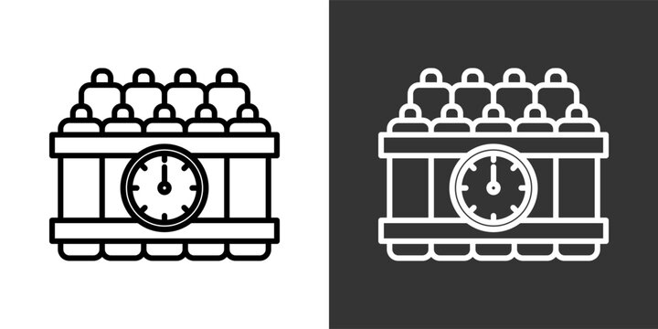 C4 Explosive White And Black Icon Set Collection Pack Vector Illustration