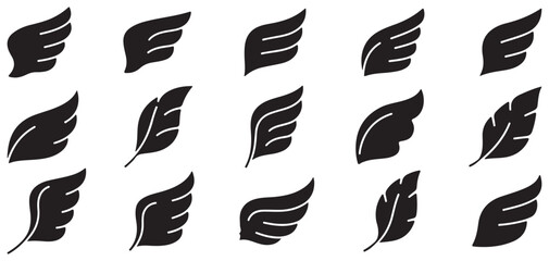 Stylized tribal wing icons and tattoo design elements vector set. vector illustration eps 10 © MDRAKIBUL