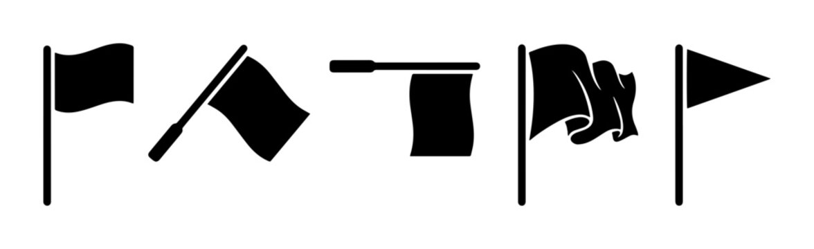 Flag icon set for location and navigation outline, solid and color styles, white background