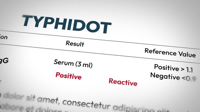 Positive Typhidot Test Result Serum Analysis for Medical Diagnosis 4K Animation Illustration