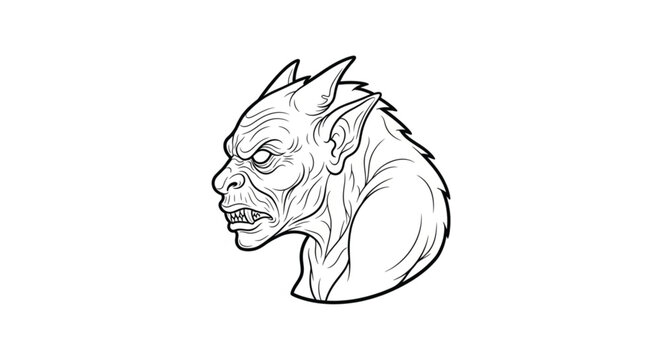 Detailed illustration of a goblin head.