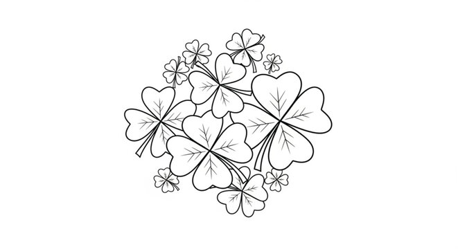 Detailed illustration of four leaf clovers.