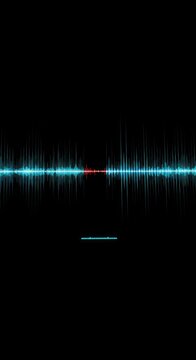 Abstract visualization of a digital audio signal displayed on a dark interface, featuring a prominent, unnerving flatlined gap symbolizing silence or lost data, line, flatline, abstract