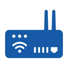 Fototapeta premium Wireless internet router icon for network connectivity with wifi icon broadband modem tech digital design element internet