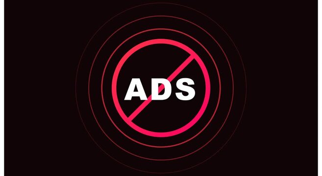 No ads sign motion with pulsing red warning symbol animation advertising