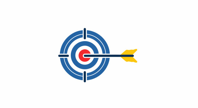 Conceptual illustration depicting aim and achievement within a business context