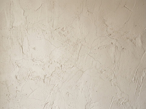 Beige plaster wall texture with rustic stucco finish and abstract trowel marks background