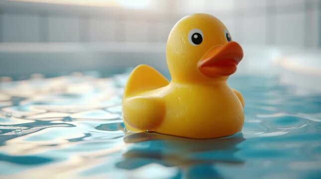 Rubber duck floating on water surface.