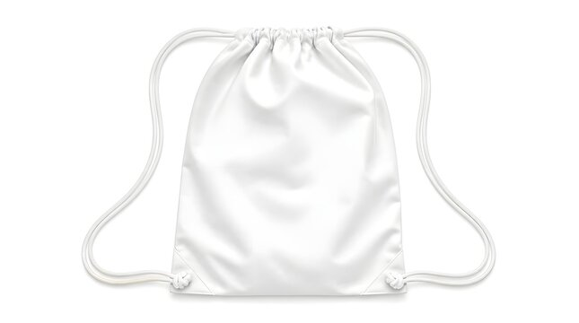 White drawstring bag isolated on white background front view