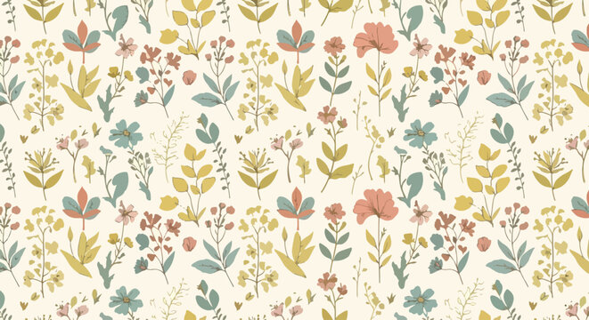Pastel flower pattern background vector dreamy nursery wallpaper
