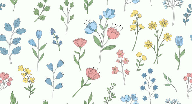 Classic flower pattern background vector traditional rustic style