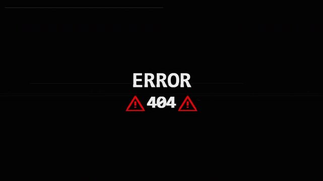 Error 404 Page Not Found Glitch Motion Graphic 4k video animation seamless loop