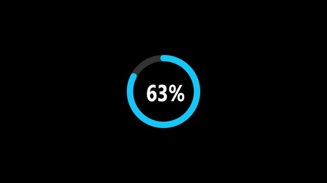 Abstract Circle Loading Icon Animation with 0&ndash;100 Percent Progress Bar on Transparent Background