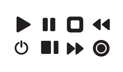 Modern media player controls collection graphic design icons for interface. © Joynab
