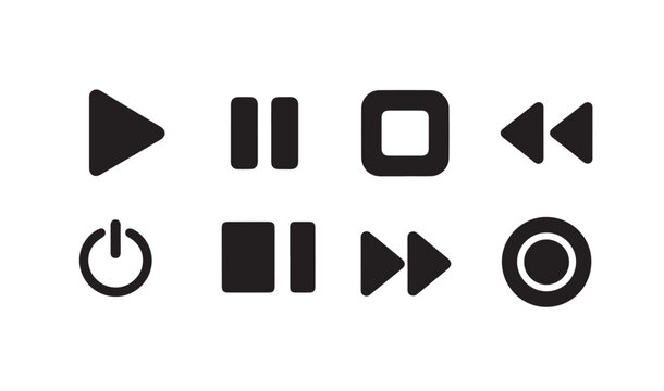 Modern media player controls collection graphic design icons for interface.