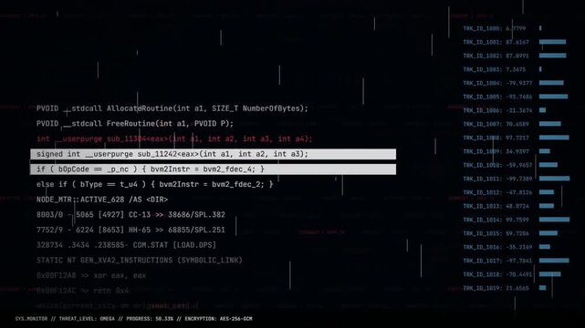 Critical Error Alert and System Breach with Glitchy Digital Hacking Code Interface 4k video animation seamless loop