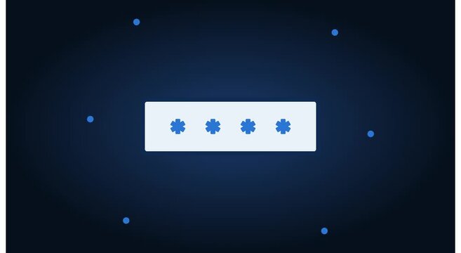 Digital password input field with asterisks for secure login authentication animation