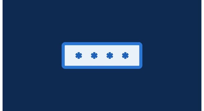 Digital password input field with asterisks for secure login authentication animation