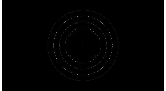 Minimalist hud target reticle animation with concentric circles and crosshairs animation