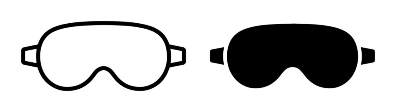 Goggles Icons: Outline and Solid Fill, Protective Eyewear Vector Set