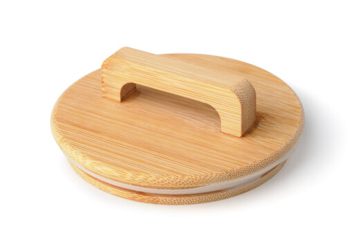 Round bamboo jar lid with handle