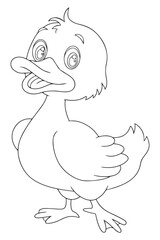 Fototapeta premium Cartoon duck line drawing a whimsical illustration for coloring pages and children s designs