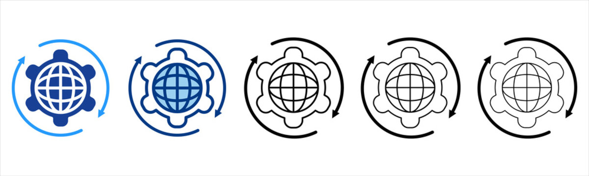 Internet Service  Icon In Different Color And Outline Style 
