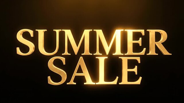 Golden summer sale text animation on black background