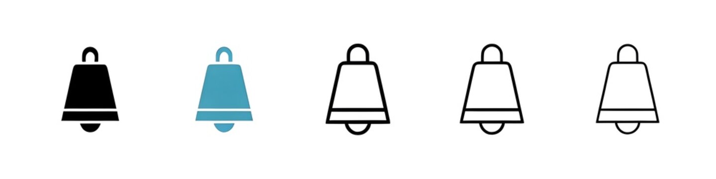 Cowbell icon set. farm cow metal ring bell vector symbol for UI designs. Thin line customizable illustration. Contour symbol. Vector isolated outline drawing. Editable stroke