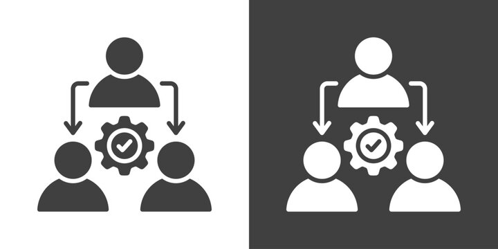 Task Delegation Icon Set Vector Collection Isolated In Black And White