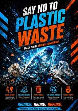 retro flyer for hse say no to plastic waste 