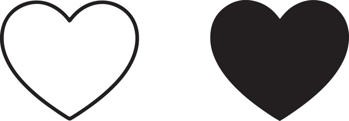 Obraz premium Thin Line Heart Love Silhouette and Outline Vector Icon.