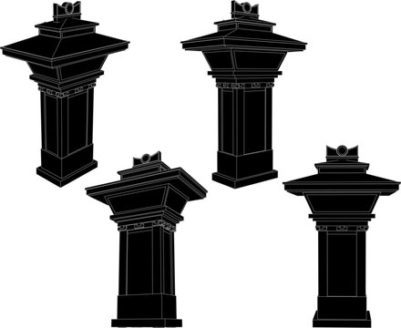 Complete asset pack of traditional oriental building vectors perfect for game developers making ethnic garden lights
