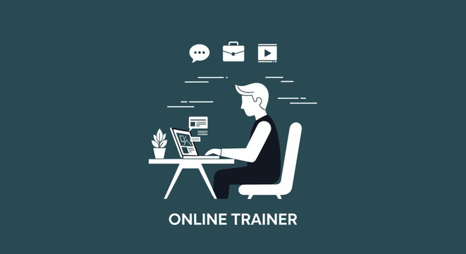 Modern professional online trainer expertly delivering virtual education and remote learning experiences through digital platforms for skill development and knowledge sharing