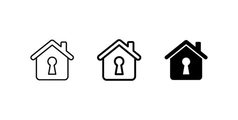 Fototapeta premium Home Security Icons, House Keyhole Vector Set, Property Protection Symbols, Real Estate Safety Graphics