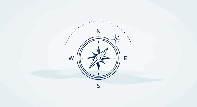Minimalist Compass Icon Pointing North for Navigation and Directional Guidance