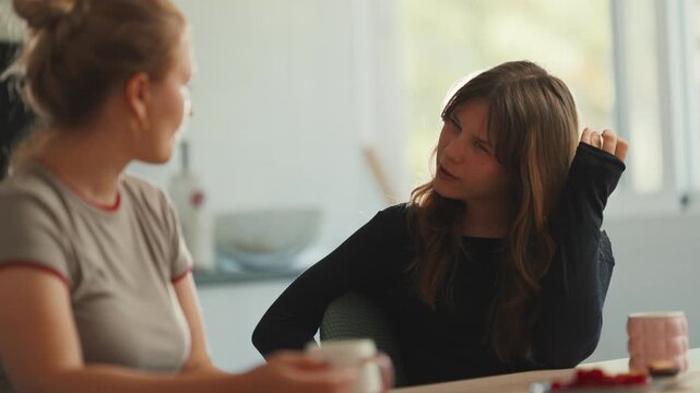 Mother and daughter having a heart-to-heart conversation