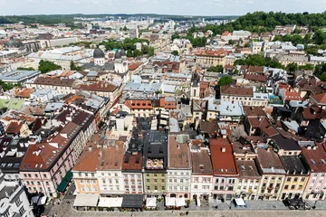 Panoramic View of Historic Rooftops in Lviv Old Town © misu