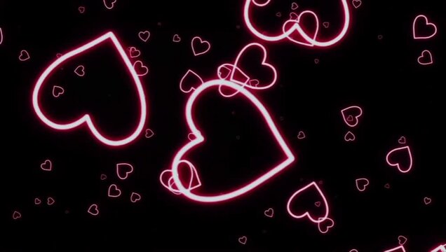Neon Pink Couple in Love Icon with Heart Pattern 2K 60 FPS
